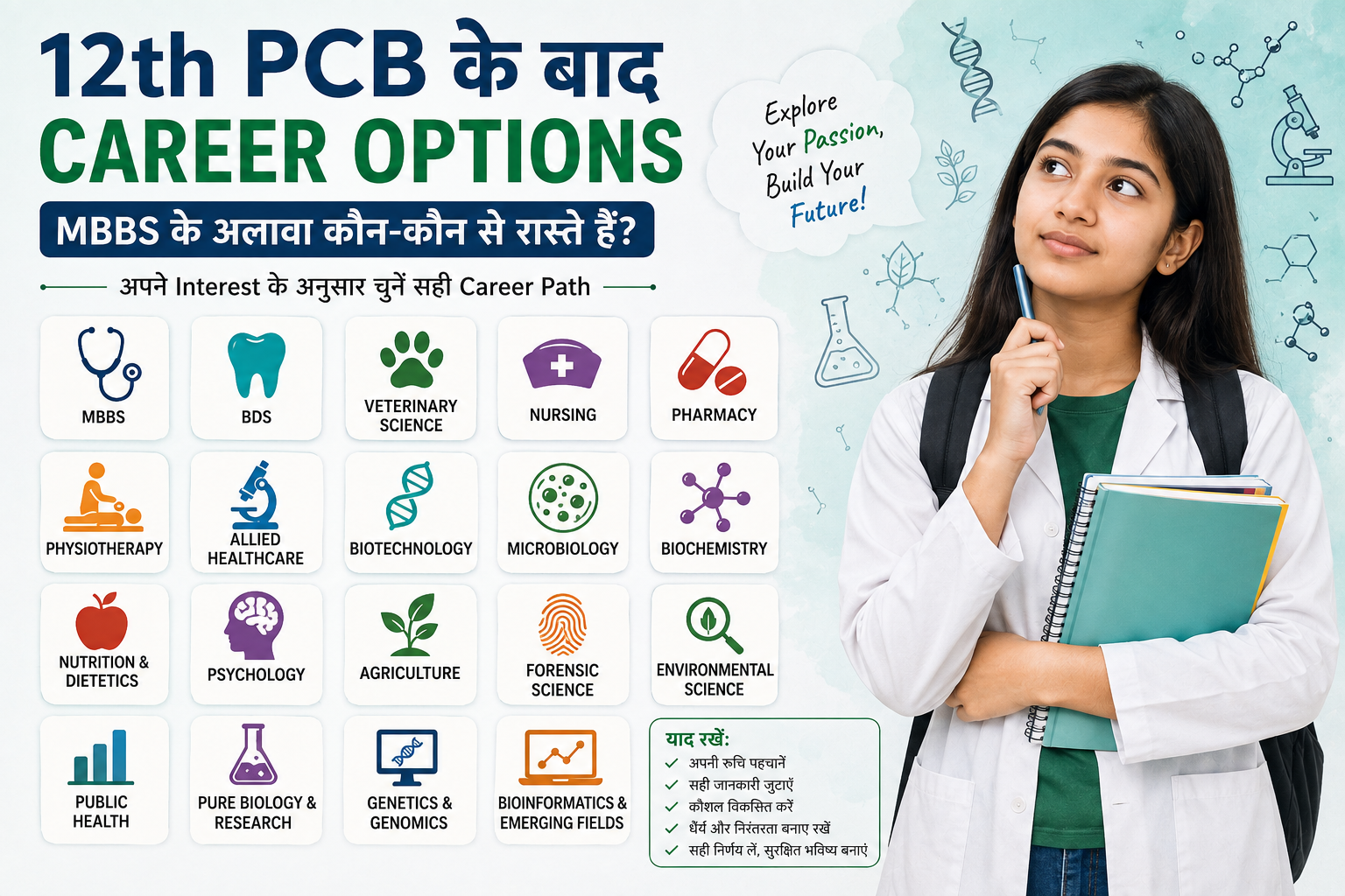 12th PCB के बाद Career Options: MBBS के अलावा कौन-कौन से रास्ते हैं?